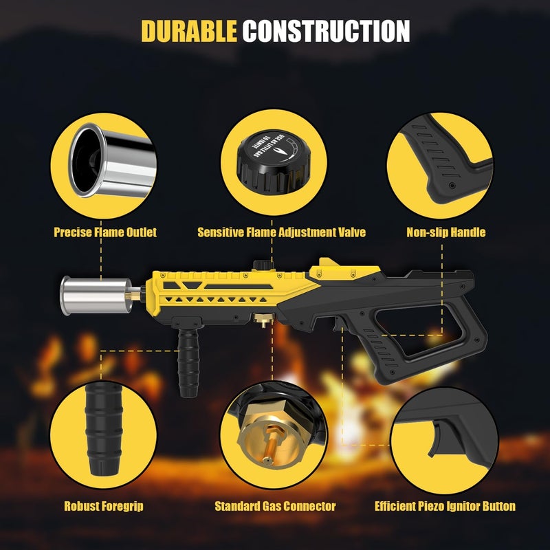 TBTeek Propane Torch, Powerful Propane Grill Torch Gun, Kitchen Blow Torch for Cooking, Adjustable Weed Burner Torch, Charcoal Lighter for BBQ, Searing Steaks, Campfire, Welding(Tank Not Included) - Image 2